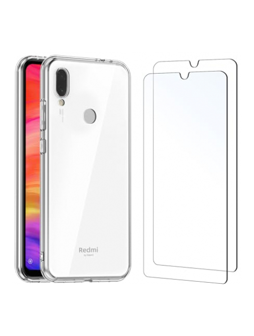 NEW'C Transparent Glas Handyhülle für Xiaomi Redmi 7 Handyhülle24