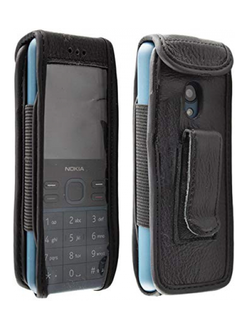 caseroxx Schwarz Leder Handyhülle für Nokia 125 Handyhülle24