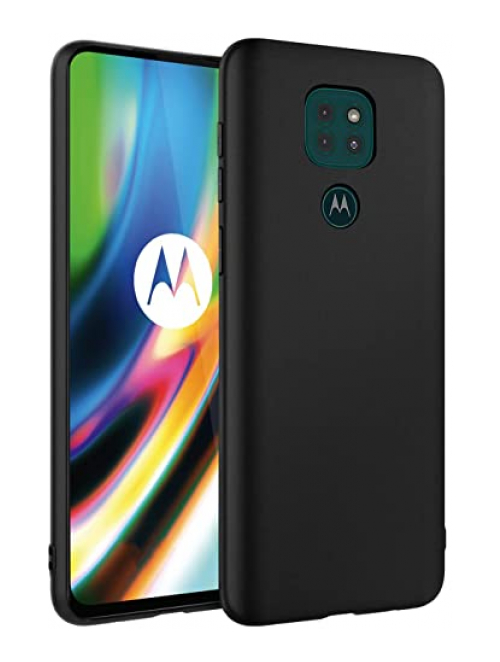 Verco Schwarz Silikon Handyhülle für Motorola Moto G9 Play Handyhülle24