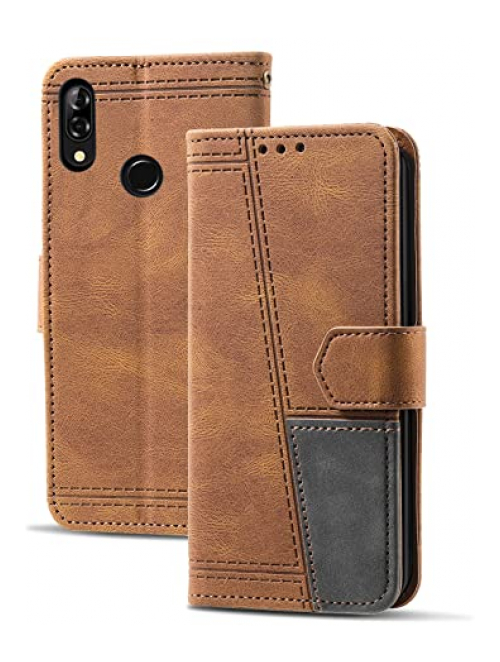 DENDICO Braun Kunstleder Handyhülle für Xiaomi Redmi 7 Handyhülle24