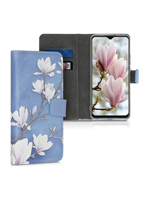 kwmobile magnolien taupe weiß blaugrau Kunstleder Handyhülle für Xiaomi Redmi 9 (India) Handyhülle24
