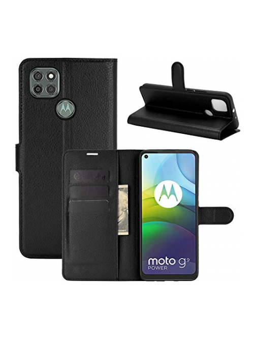 betterfon Schwarz Kunstleder Handyhülle für Motorola Moto G9 Power Handyhülle24