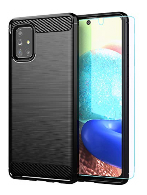 M MAIKEZI Schutzhülle für Samsung Galaxy A71 5G UW (Verizon Edition) Schwarz gebürstetes TPU TPU Handyhülle für Samsung Galaxy A71 5G UW Handyhülle24