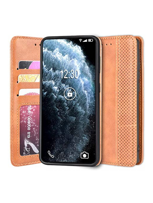 Sinyunron Braun Leder Handyhülle für Nokia X71 Handyhülle24