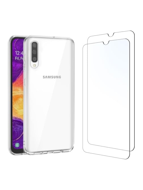 NEW'C Transparent Glas Handyhülle für Samsung Galaxy A50 Handyhülle24