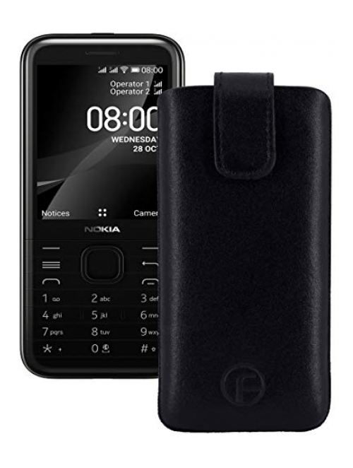 Favory Schwarz Leder Handyhülle für Nokia 8000 4G Handyhülle24