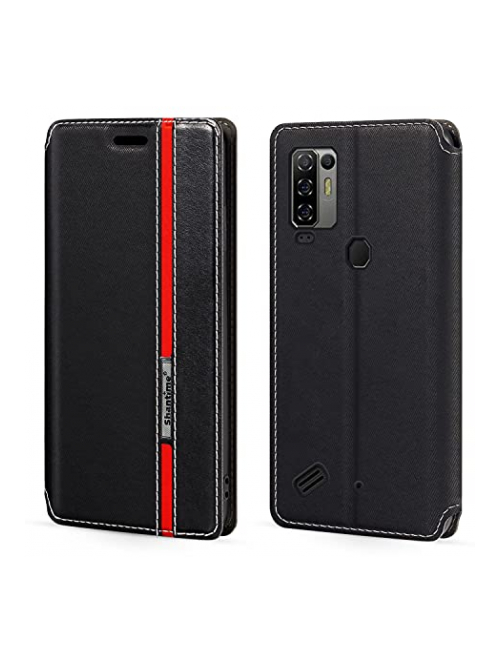 Shantime Schwarz Kunstleder Handyhülle für Ulefone Armor 10 5G Handyhülle24