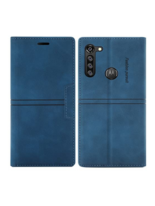 OKZone Blau Leder Handyhülle für Motorola One Fusion+ Handyhülle24