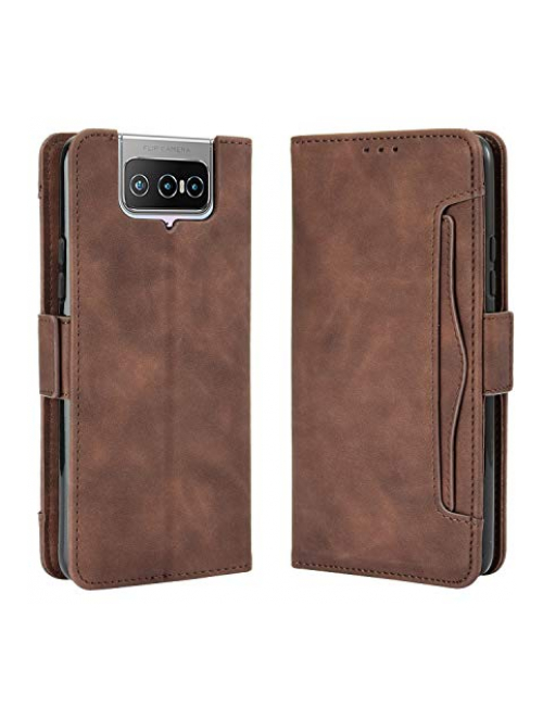 BaiFu brown-b Leder Handyhülle für Asus Zenfone 7 Pro Handyhülle24