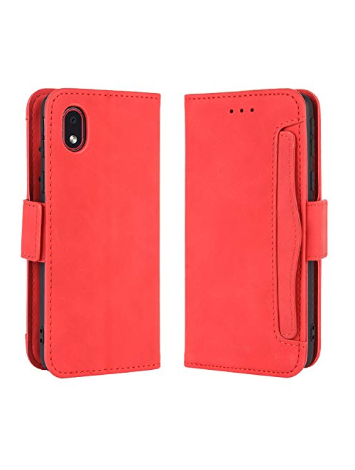 BaiFu rot-b Leder Handyhülle für Samsung Galaxy M01 Core Handyhülle24