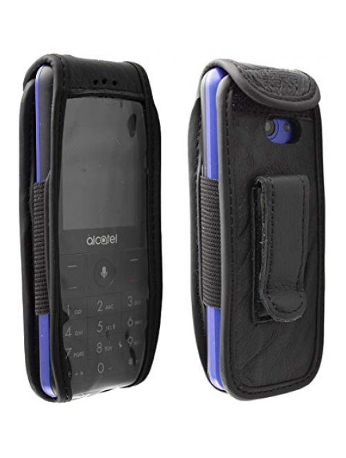 caseroxx Schwarz Leder Handyhülle für alcatel 3088 Handyhülle24