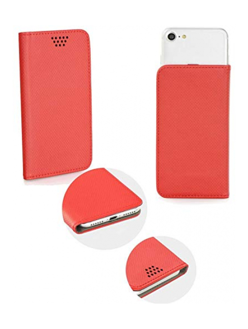 Supercase24 Rot Kunstleder Handyhülle für HTC Wildfire E1 plus Handyhülle24