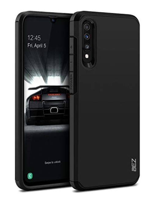 BEZ Schwarz plastic + pc +rubber oil Handyhülle für Samsung Galaxy A70 Handyhülle24