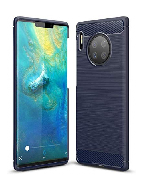 König Design carbon - blau Silikon Handyhülle für Huawei Mate 30 Handyhülle24