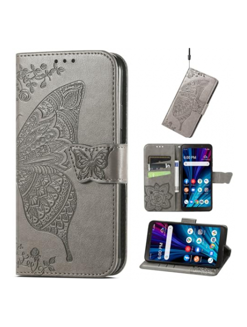 BaiFu butterflies and roses-grey leder+tpu Handyhülle für Honor 30 Youth Handyhülle24