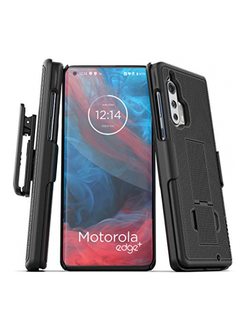 ENCASED Schwarz Kunststoff Handyhülle für Motorola Edge+ (2020) Handyhülle24
