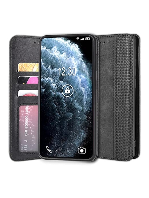 Sinyunron Schwarz Leder Handyhülle für Xiaomi Black Shark 2 Pro Handyhülle24