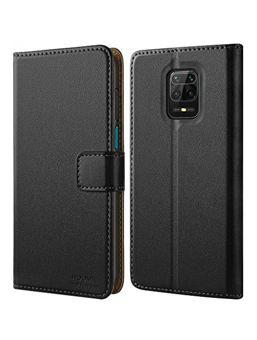 HOOMIL Schwarz Leder Handyhülle für Xiaomi Redmi Note 9S Handyhülle24