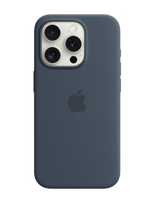 Apple strumblau Silikon Handyhülle für Apple iPhone 15 Pro Handyhülle24