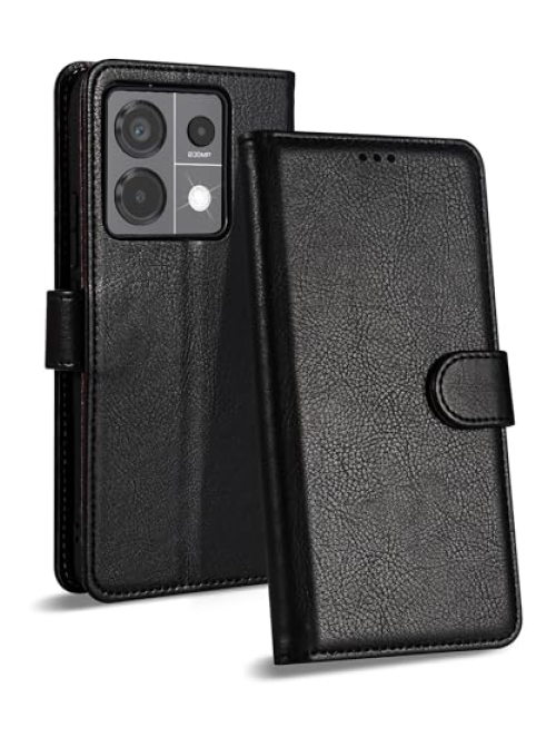 Case Collection Schwarz rfid pu-kunstleder mit einem tpu-gel-etui Handyhülle für Xiaomi Redmi Note 13R Pro Handyhülle24
