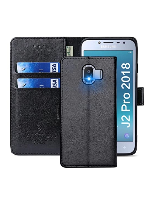 xinyunew schwarz-0 Leder Handyhülle für Samsung Galaxy J2 Pro (2016) Handyhülle24